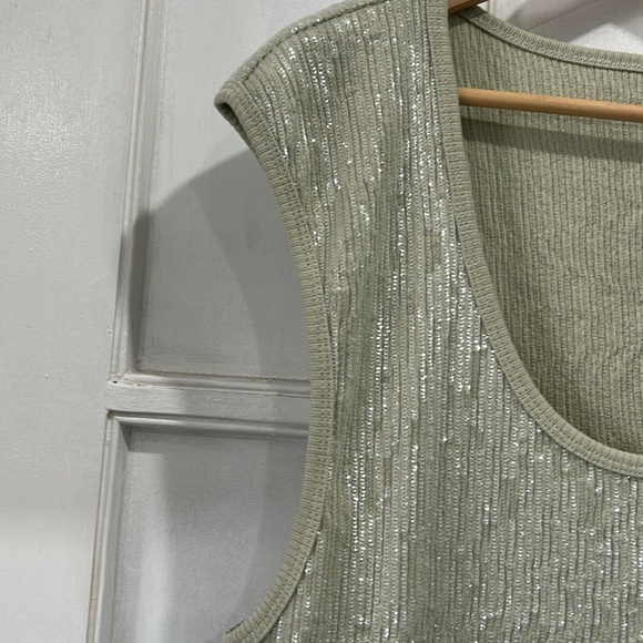 J. Crew Vintage Rib Sequin-Embellished Scoop Neck Tank Top CD115 - 2X - Picture 4 of 8
